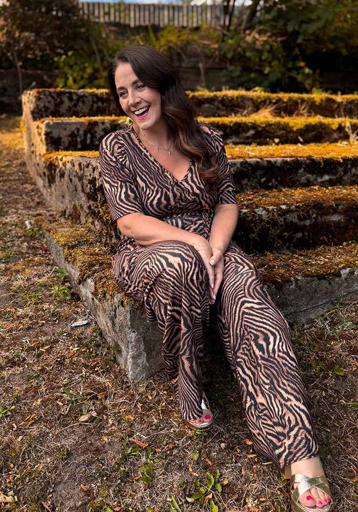 Ashleigh Tiger Print Full Length Jumpsuit