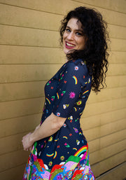 Ashlyn Rainbow Border Print Dress