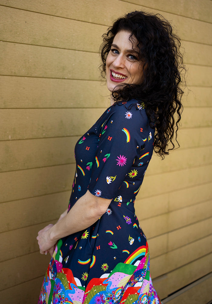 Ashlyn Rainbow Border Print Dress