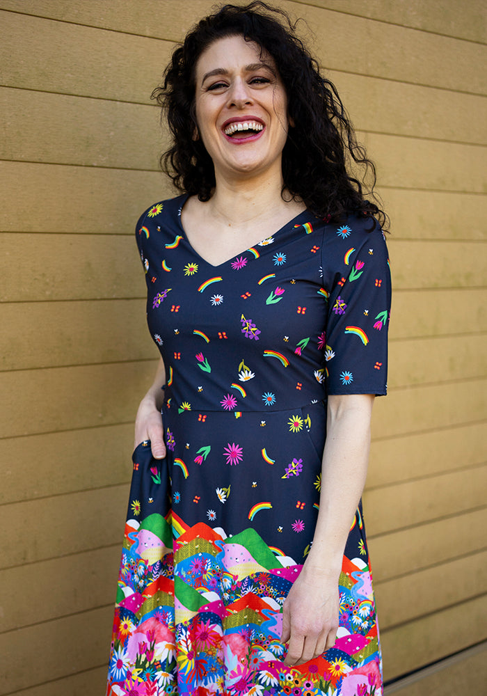 Ashlyn Rainbow Border Print Dress