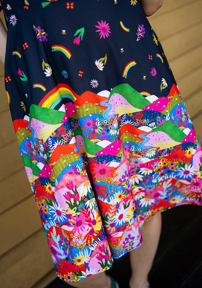 Ashlyn Rainbow Border Print Dress