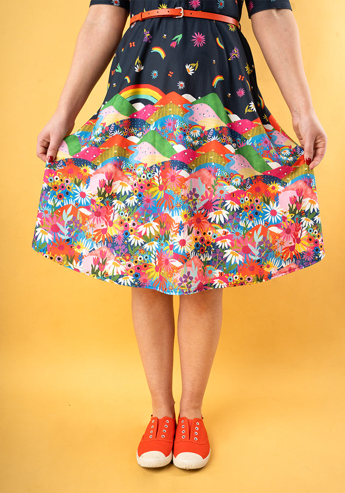 Ashlyn Rainbow Border Print Dress