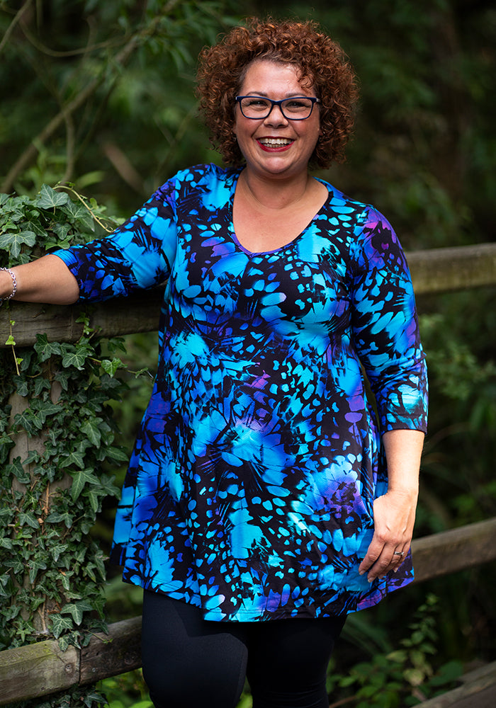 Front view of Ashton Abstract Butterfly Wing Cotton Tunic