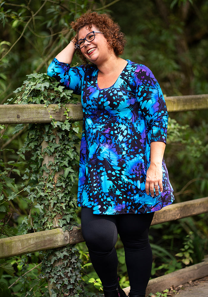 Third angle of Ashton Abstract Butterfly Wing Cotton Tunic