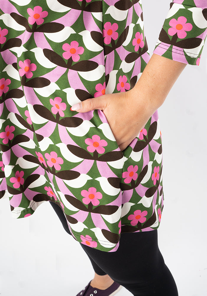 Ashton Retro Bird Print Cotton Tunic