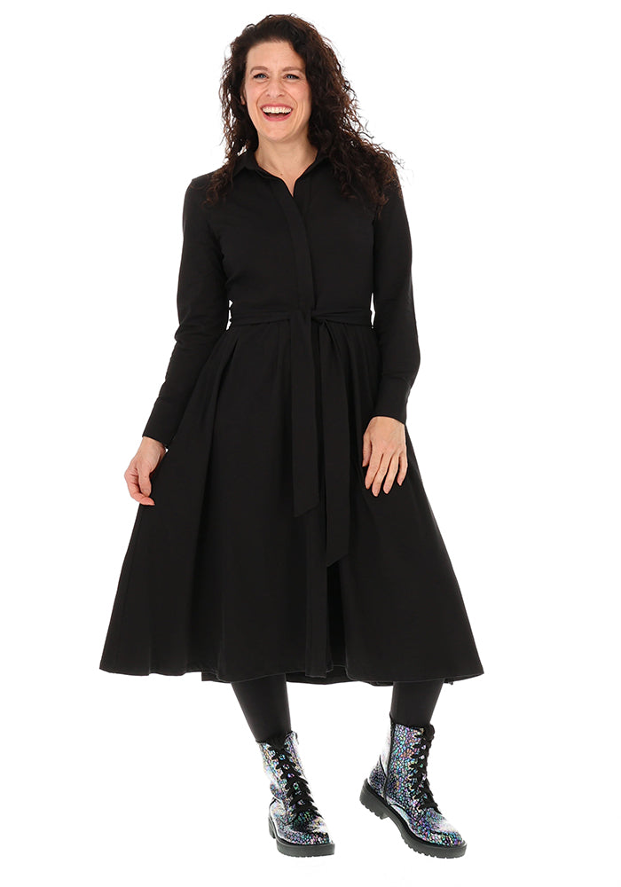 Astin Solid Black Shirt Dress