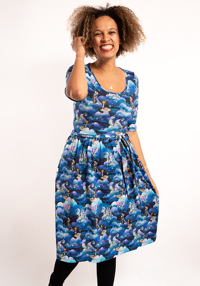 Sixth angle of Astryn Fairytale Story Print Cotton Dress