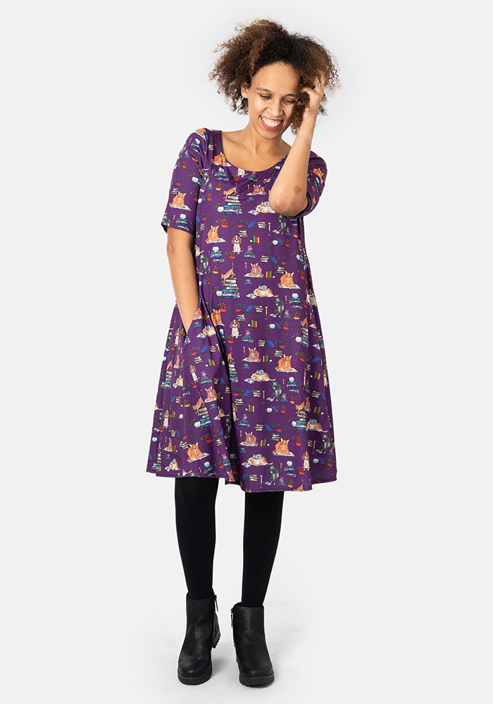 Atticus Pet Library Print Trapeze Dress