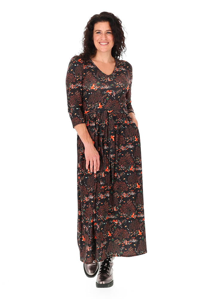 Audley Black Woodland Print Midaxi Dress