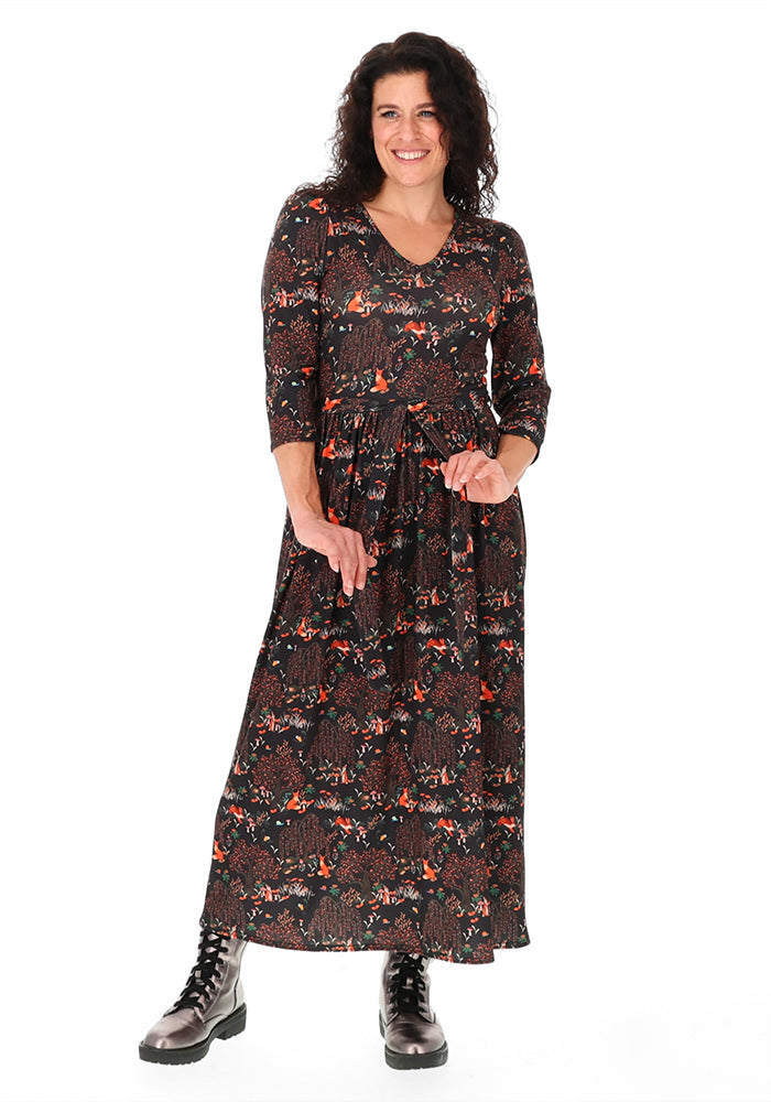 Audley Black Woodland Print Midaxi Dress