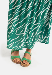 Audra Green Tiger Stripe Print Tiered Hem Midaxi Dress