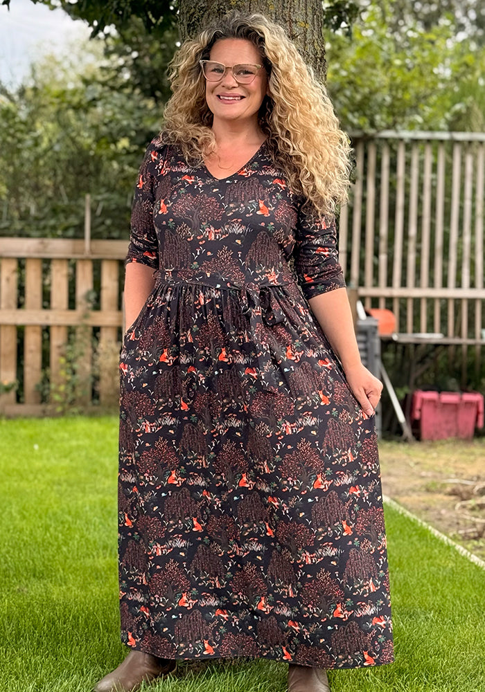 Audley Black Woodland Print Midaxi Dress