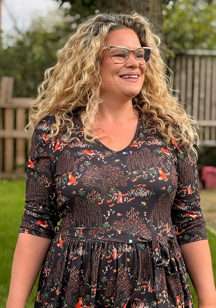 Audley Black Woodland Print Midaxi Dress