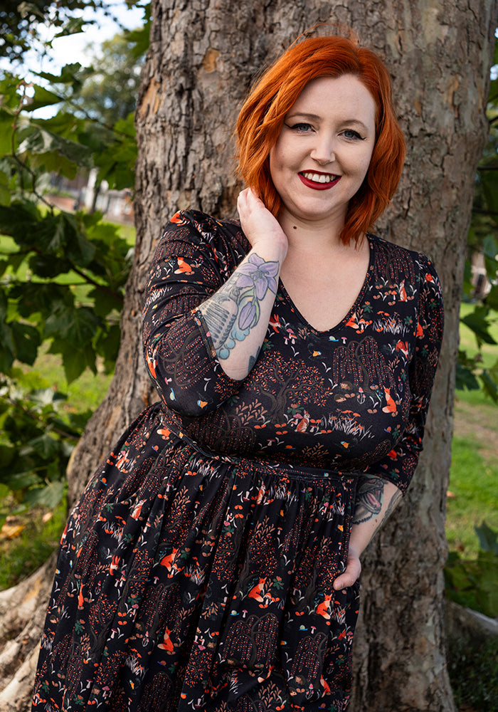 Audley Black Woodland Print Midaxi Dress