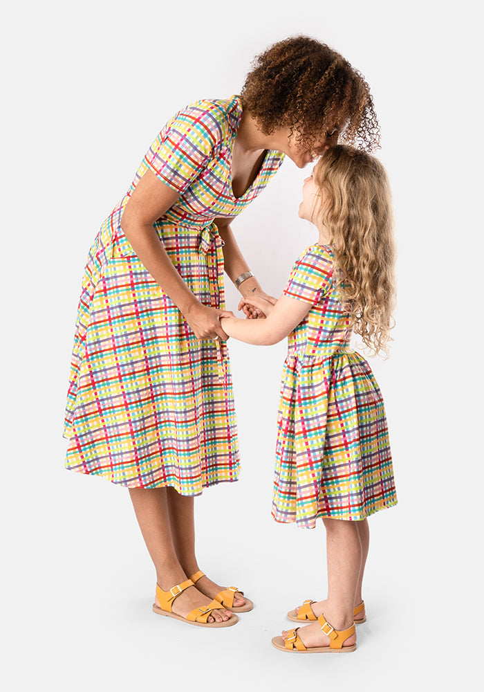 Sixth angle of Audrey Summer Check Print Cotton Swing Dress
