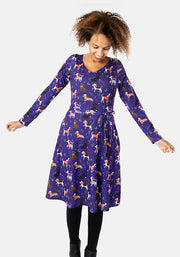 Augustus Christmas Dogs Print Dress