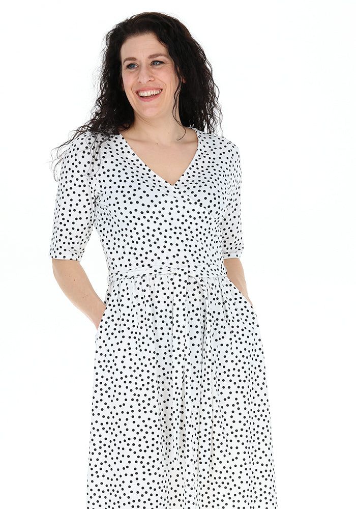 Fifth angle of Aurea Mono Polka Dot Print Jersey Midi Dress