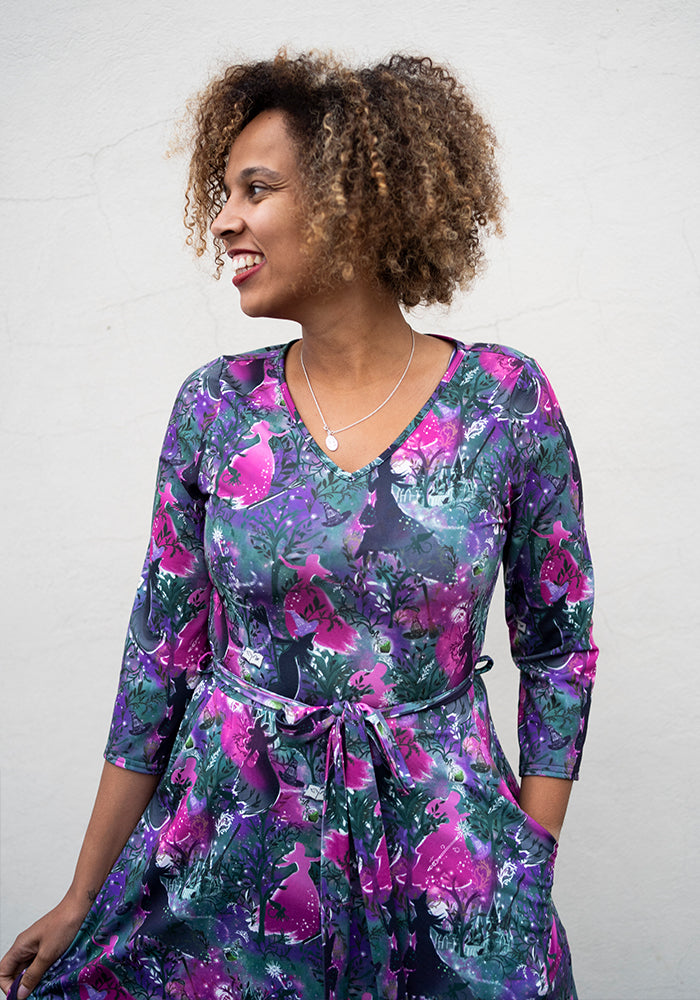 Ninth angle of Aubriella Witches Print Dress