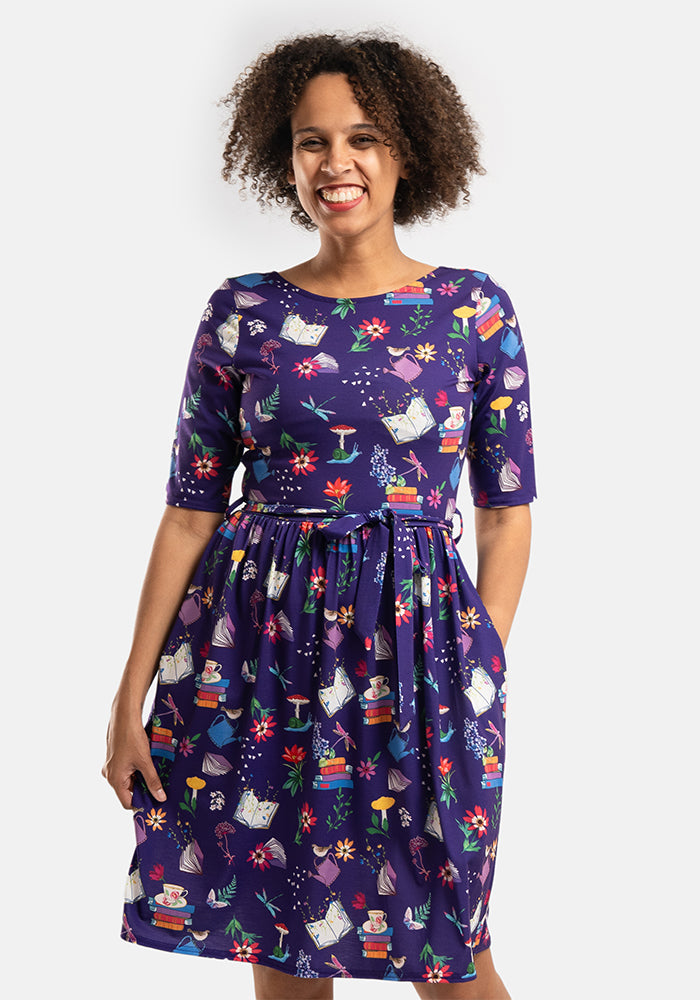 Austen Garden Books Print Dress