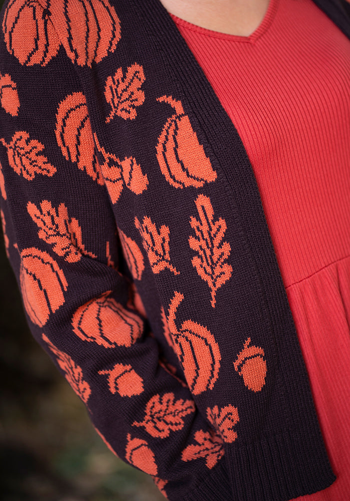 Autumn Leaf Brown &amp; Orange Cardigan