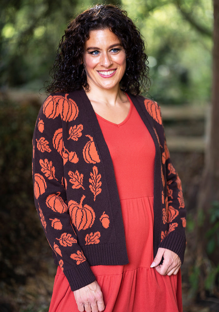 Autumn Leaf Brown &amp; Orange Cardigan