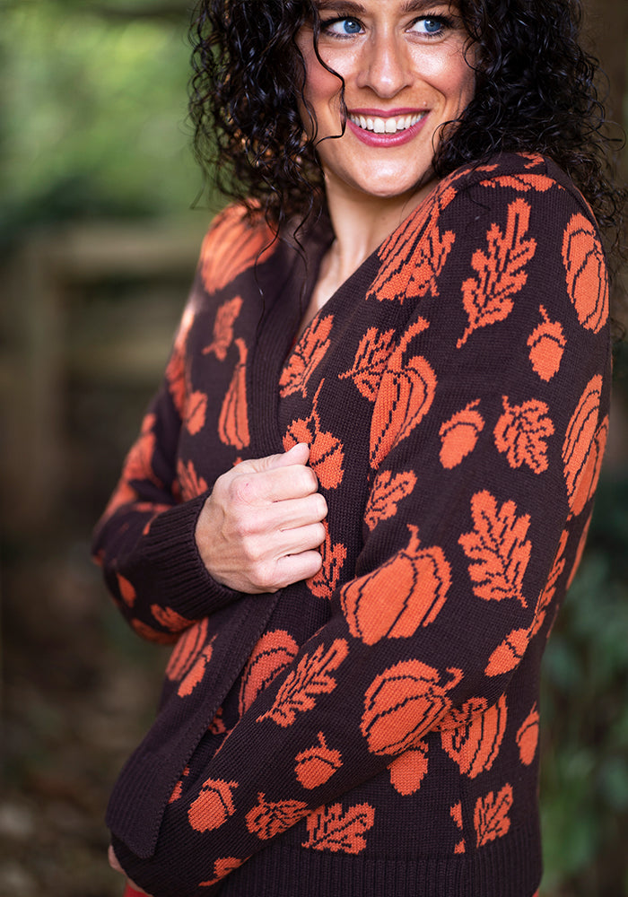 Autumn Leaf Brown &amp; Orange Cardigan
