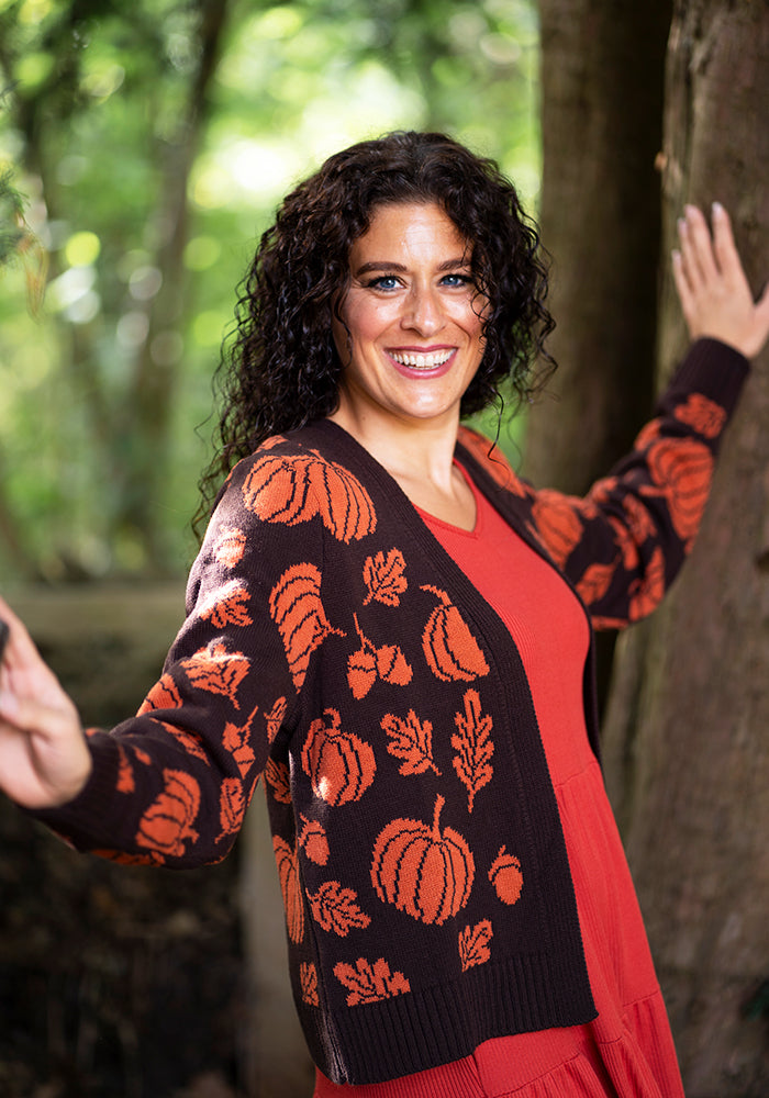 Autumn Leaf Brown &amp; Orange Cardigan