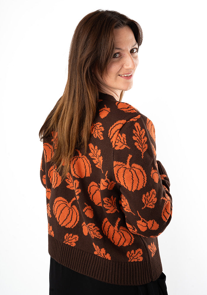 Autumn Leaf Brown &amp; Orange Cardigan