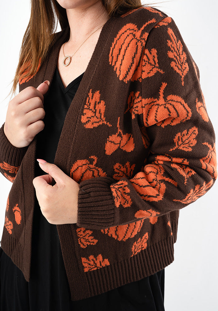 Autumn Leaf Brown &amp; Orange Cardigan