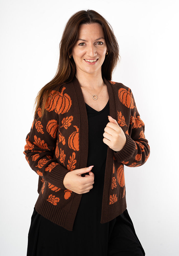 Autumn Leaf Brown &amp; Orange Cardigan