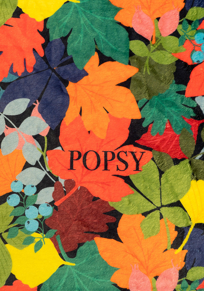 Autumn Leaves Print Plush Throw Blanket (Pop-Under)