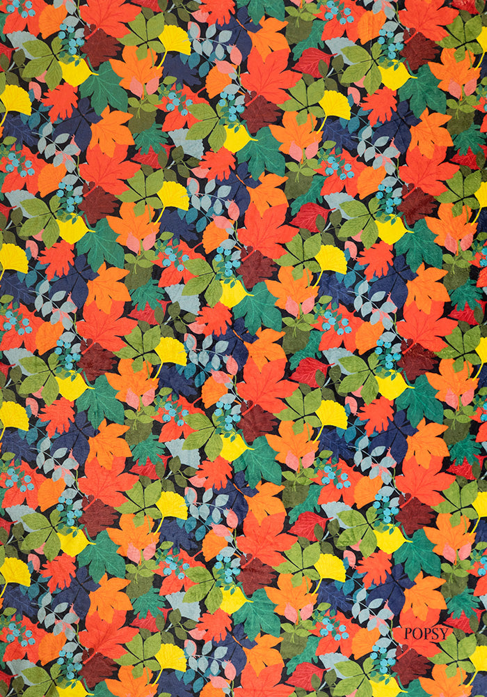 Autumn Leaves Print Plush Throw Blanket (Pop-Under)