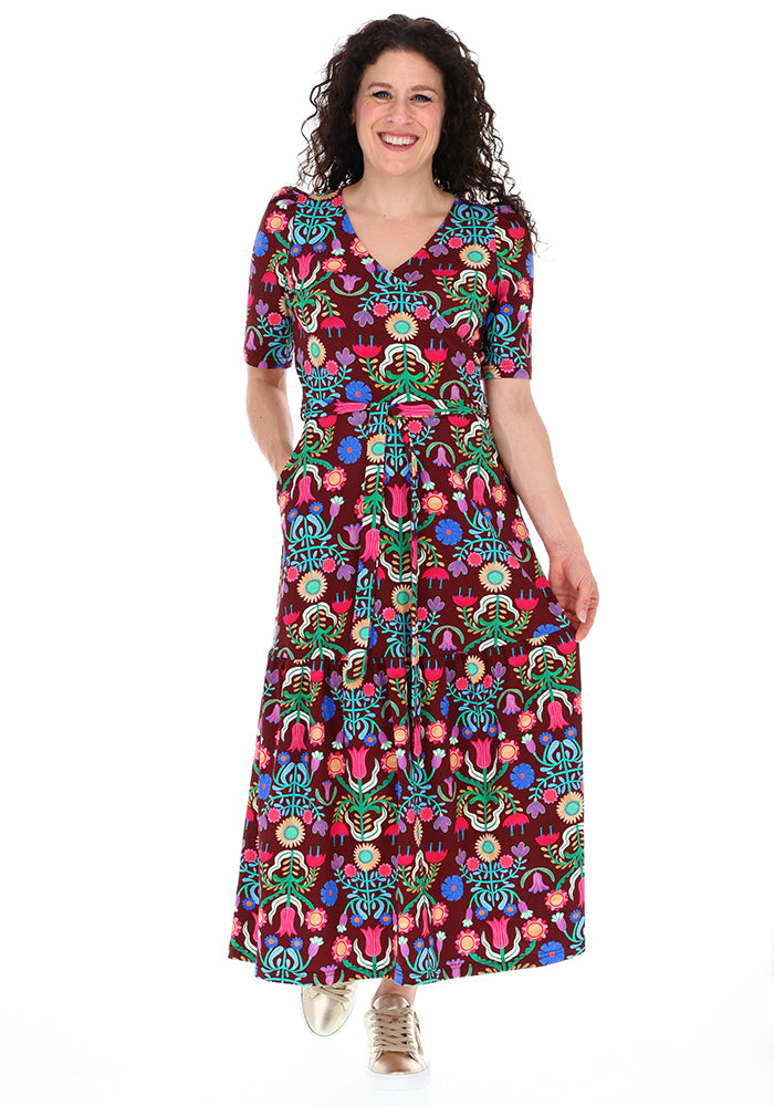 **Pre-Order** Ave Folk Floral Print Cotton Midaxi Dress **Pre-Order**