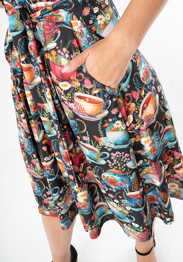 Aven Tea Cups Print Dress