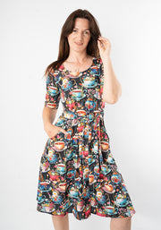 Aven Tea Cups Print Dress