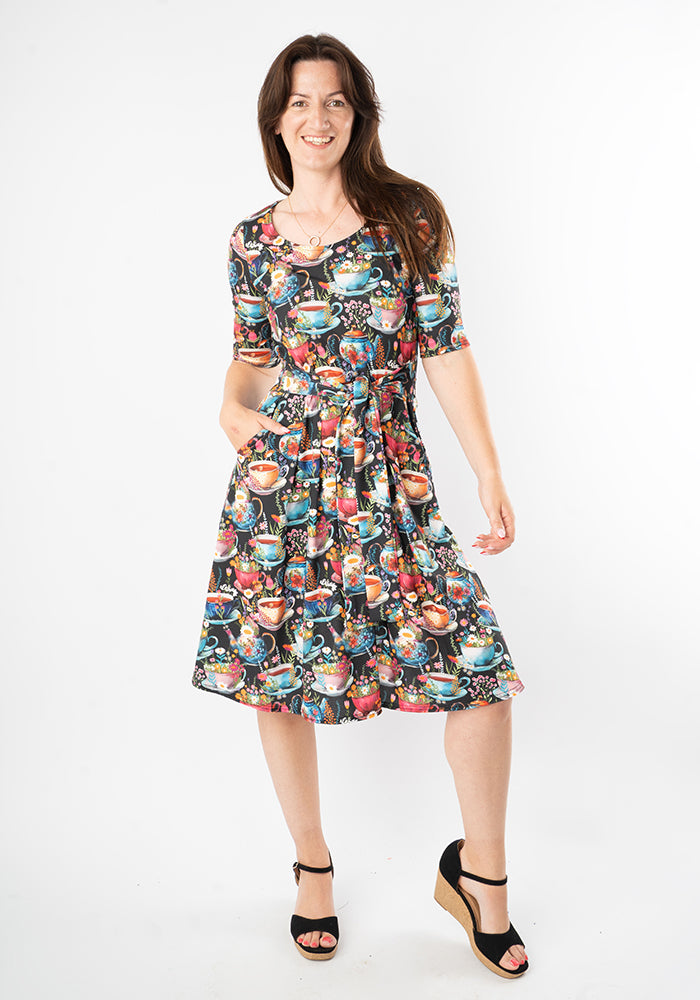 Aven Tea Cups Print Dress