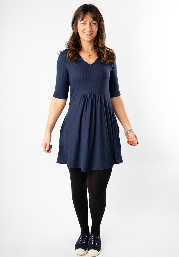 Averi Navy Rib Brush Tunic
