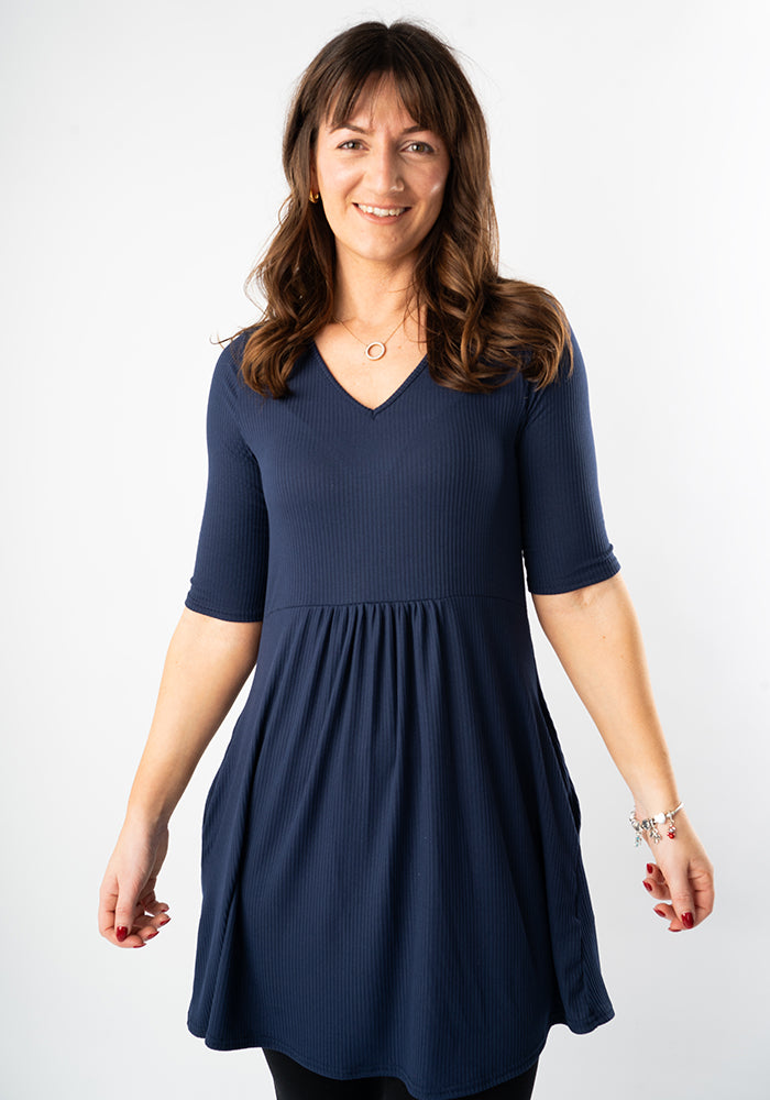 Averi Navy Rib Brush Tunic