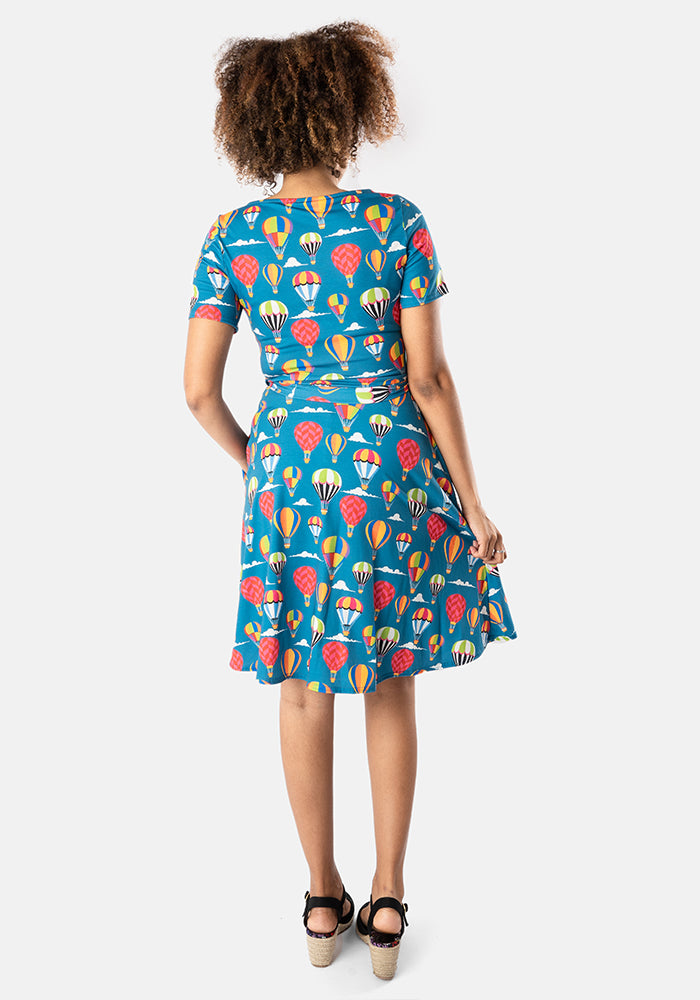 Avian Hot Air Balloon Print Dress