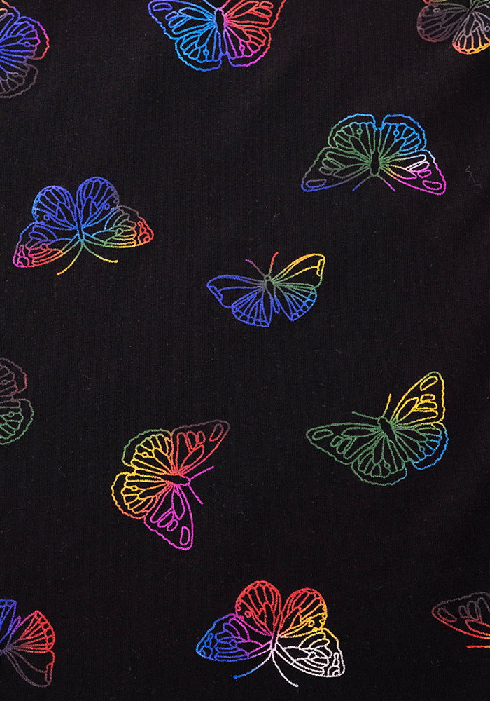 Second angle of Aviva Rainbow Foil Butterflies Print Cotton Culotte Jumpsuit