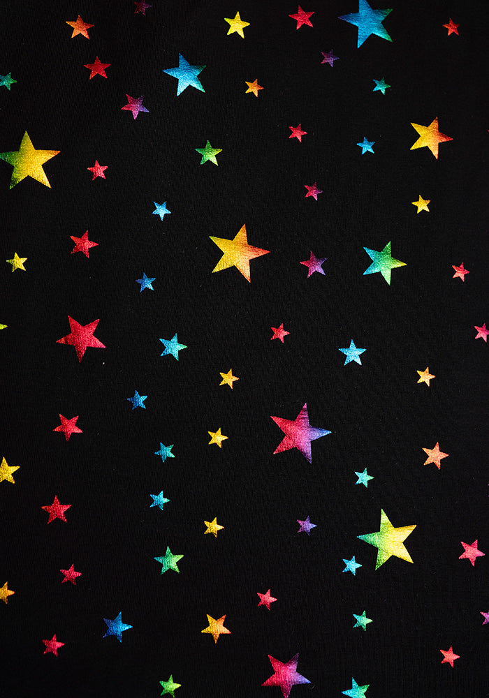 Avril Rainbow Foil Stars Print Cotton Midaxi Dress