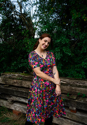 Ayla Rainbow Garden Print Swing Dress