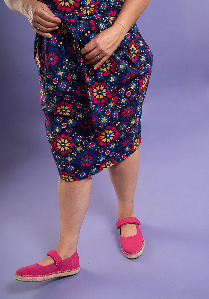 Aziza Moroccan Tile Print Cotton Dress