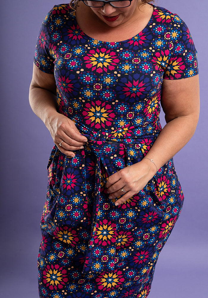 Aziza Moroccan Tile Print Cotton Dress