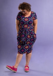Aziza Moroccan Tile Print Cotton Dress