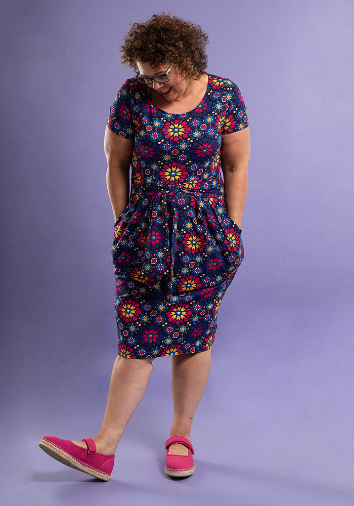 Aziza Moroccan Tile Print Cotton Dress