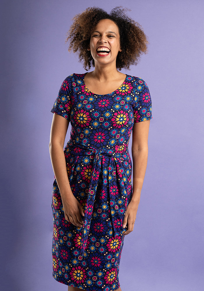 Aziza Moroccan Tile Print Cotton Dress