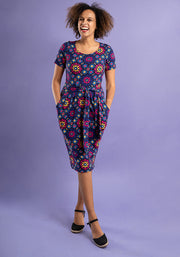 Aziza Moroccan Tile Print Cotton Dress