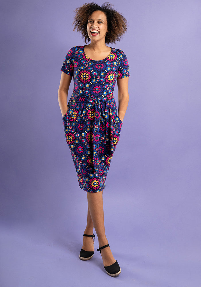 Aziza Moroccan Tile Print Cotton Dress