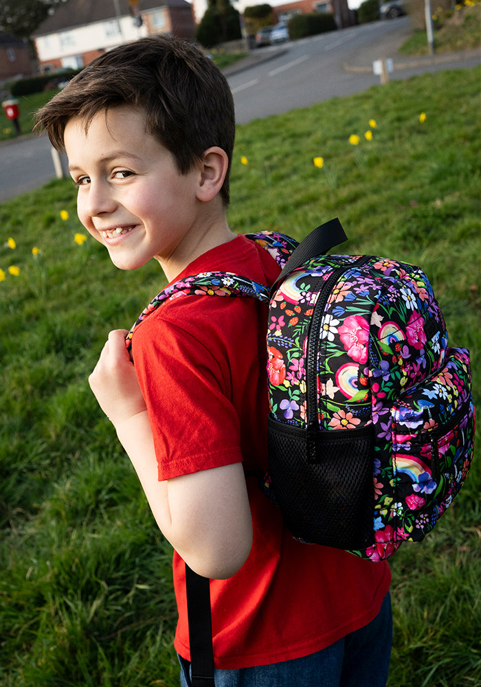 Eleventh angle of Garden Rainbow Floral Print Mini Backpack